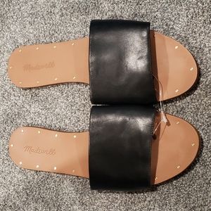 Madewell Anais BlackLeather Slide Thong sandals